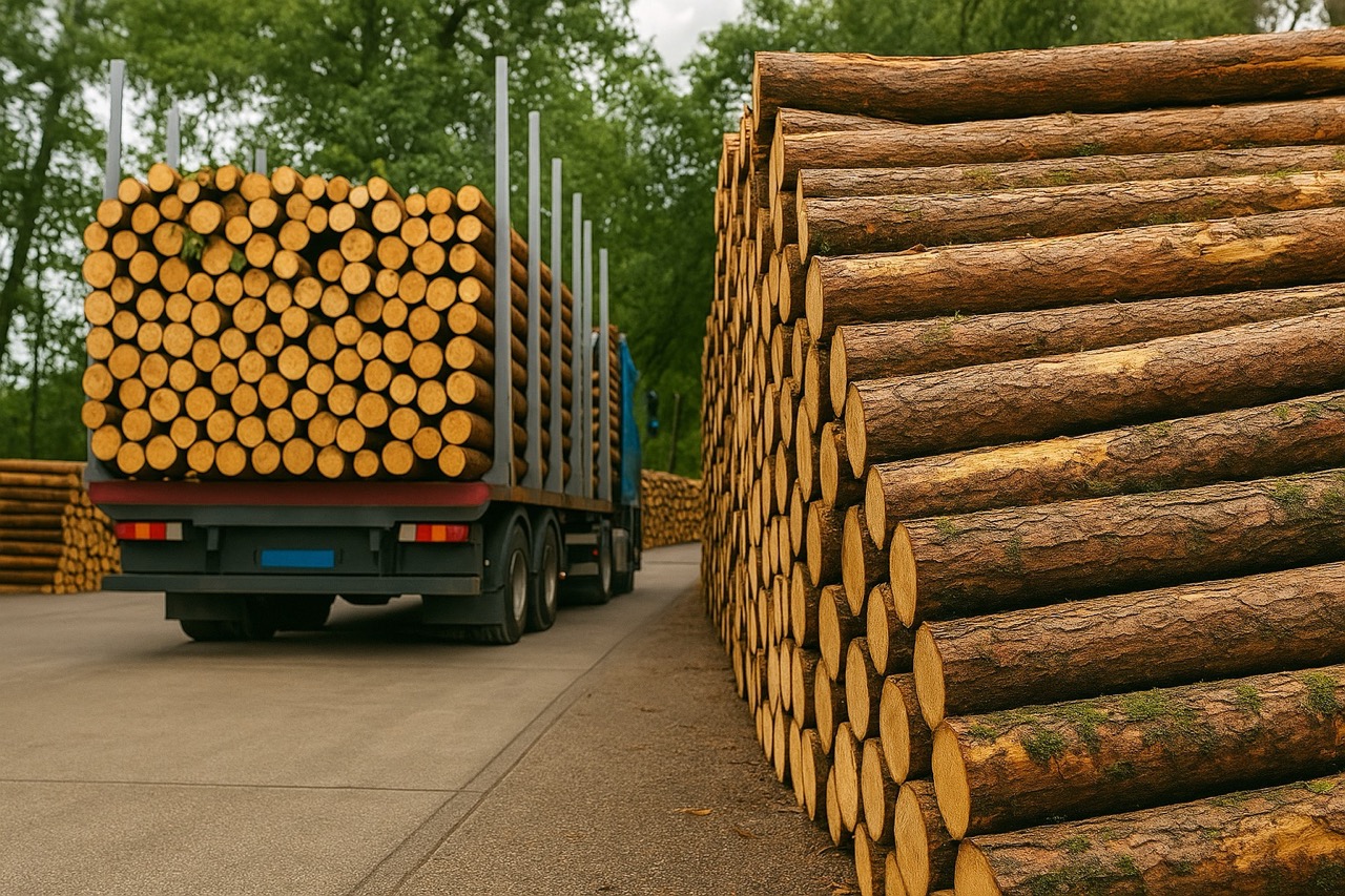Stora Enso timber procurement operation at forest log yard